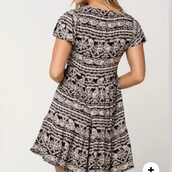 Patrons of Peace Floral Paisley Button Up Mini Dress Navy Blue Boho Hippie EUC - Picture 3 of 11